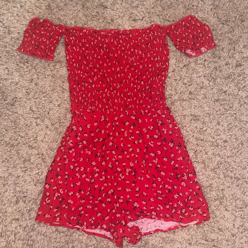 Tillys B.O.G Collective red off the shoulder romper size XS